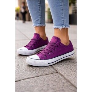 Converse Chuck Taylor All Star Low Top Purple Canvas Sneakers Lace Up Casual...